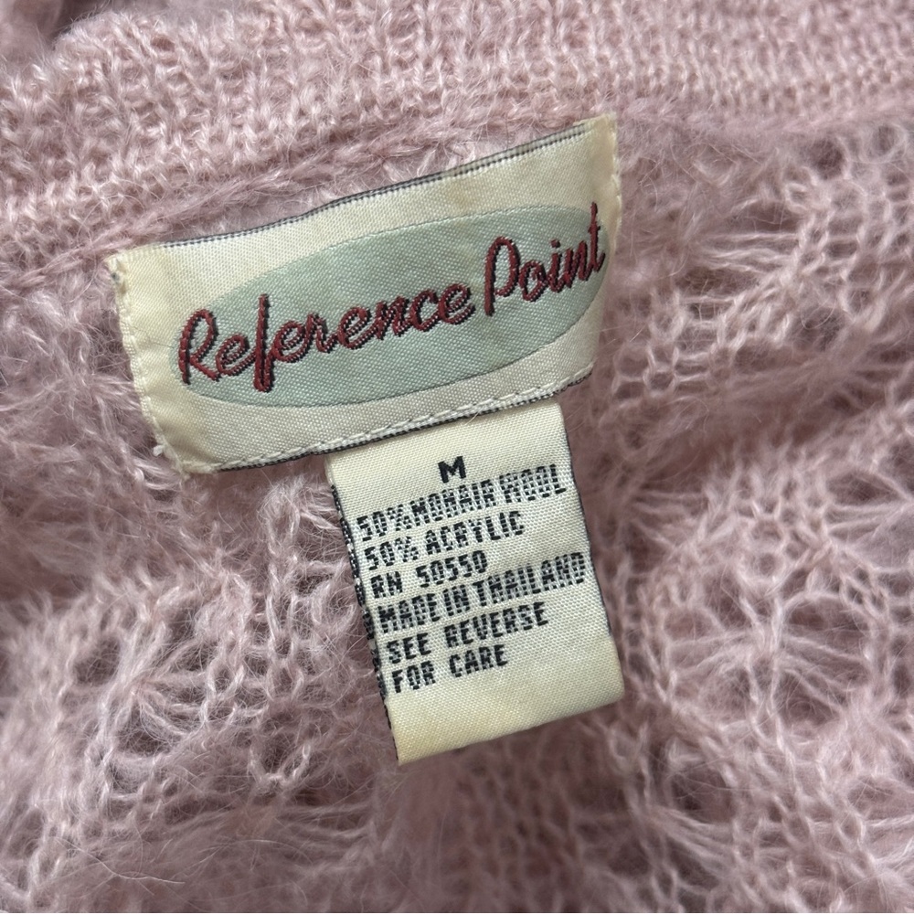VINTAGE | MOHAIR WOOL BLEND KNIT COTTAGECORE COQUETTE SCALLOPED CARDI SWEATER - Picture 7 of 7